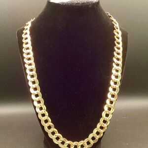 New real 24 KT gold bonded/polished double link fashion chain necklace 24”unisex